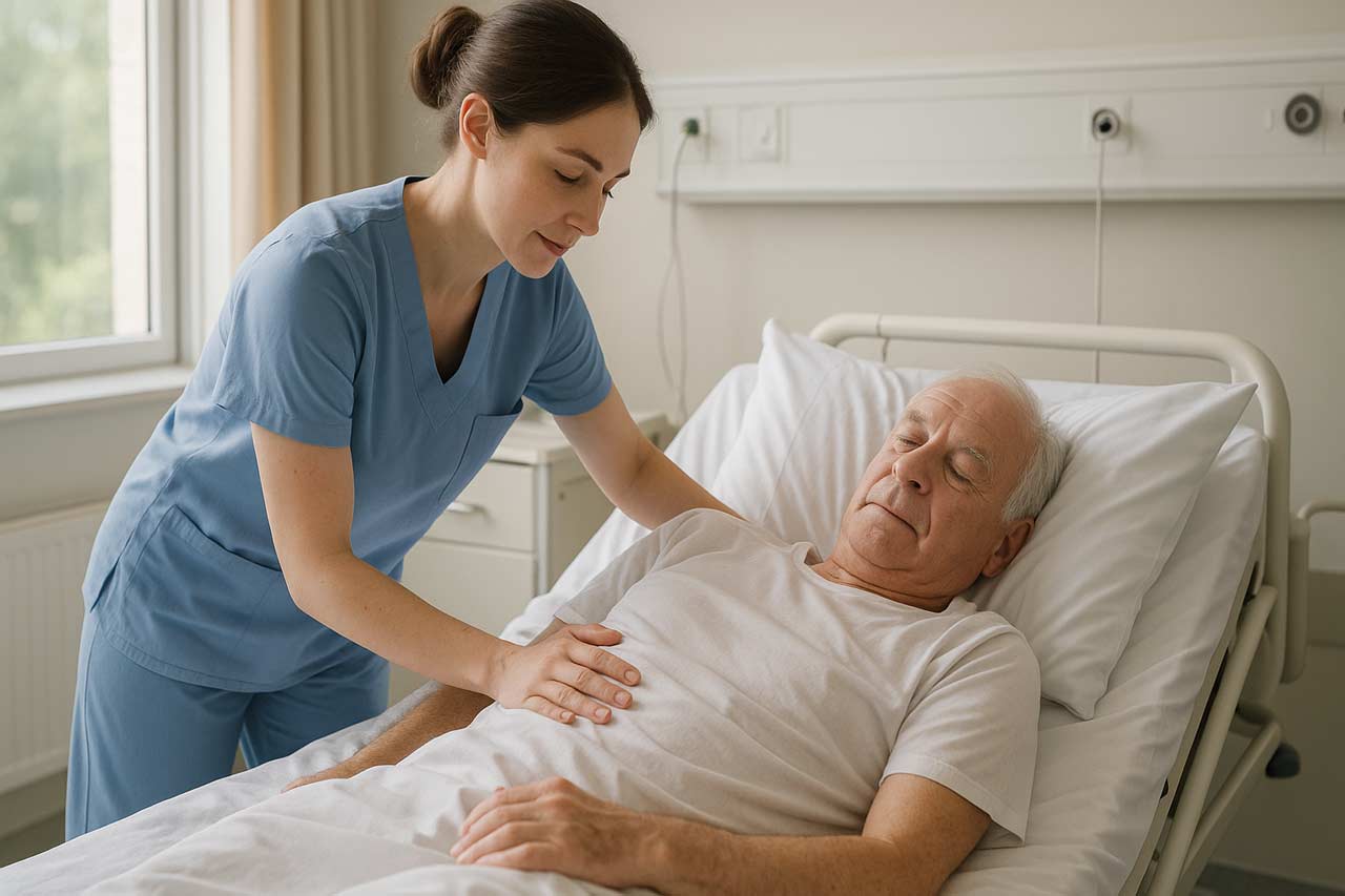Care assistant gently repositioning patient to prevent pressure sores � Curtis Legal
